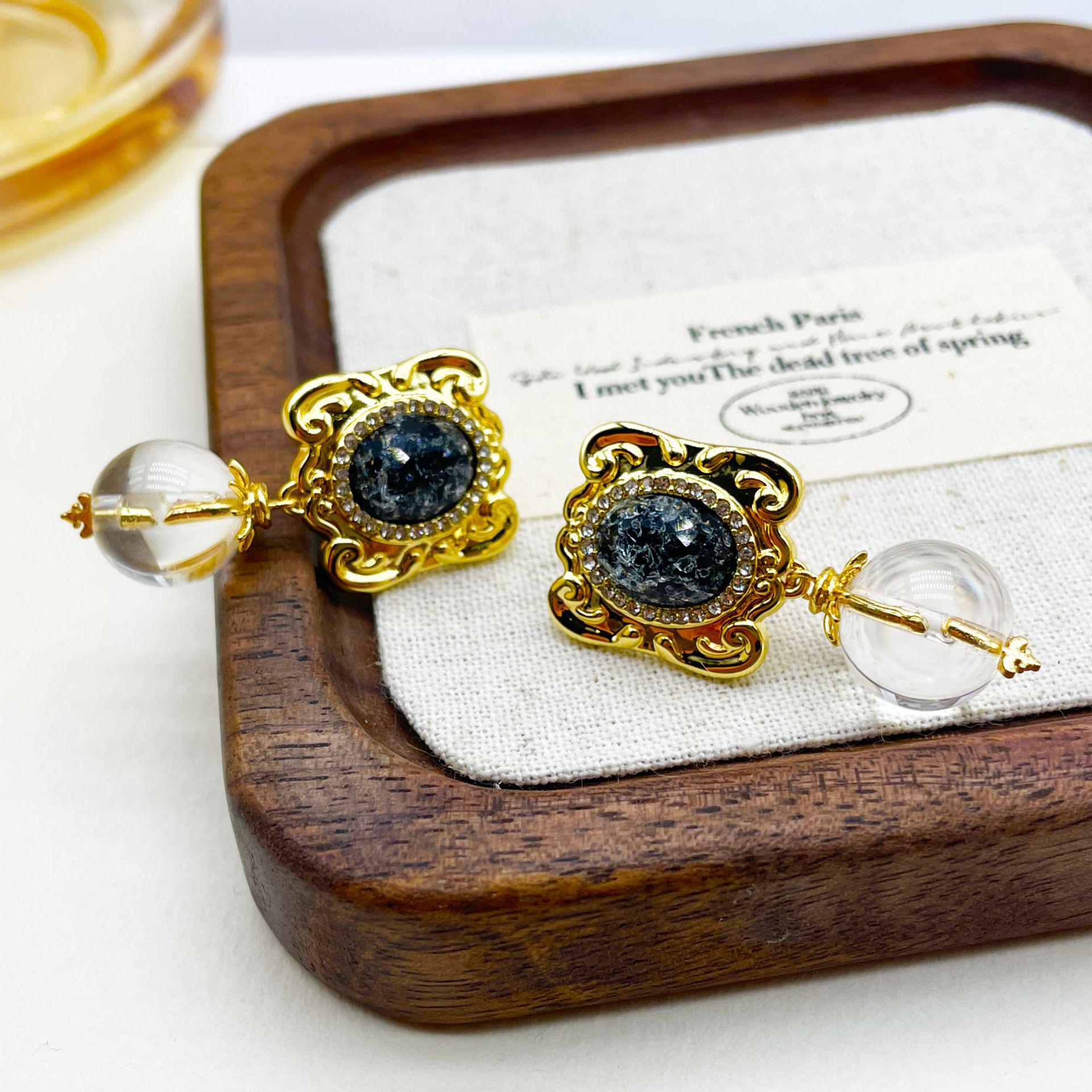 

Винтажные ретро серьги-кисточки из камня и стекла высокого класса с серебряной иглой