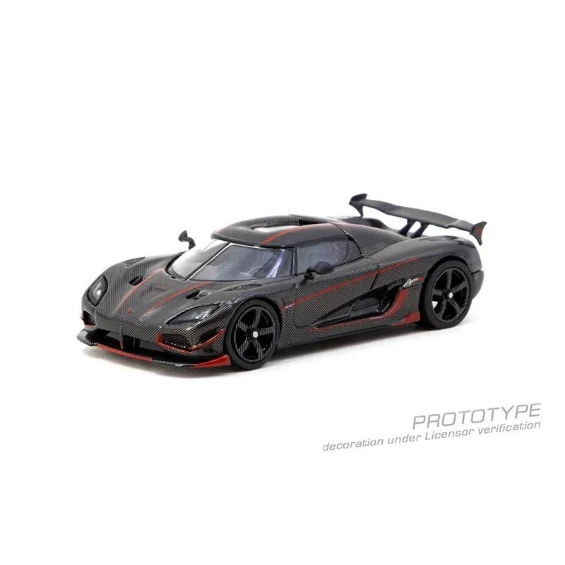 

In Stock TW 1:64 Koenigsegg Agera RS Carbon Fiber Red Accents Black Diecast Car Model Collection Toys Tarmac Works