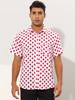 Lars Amadeus Slim Fit Polka Dot Dress Shirt with Collar and Size 2XL Men's Button-Down Pockets, Red,