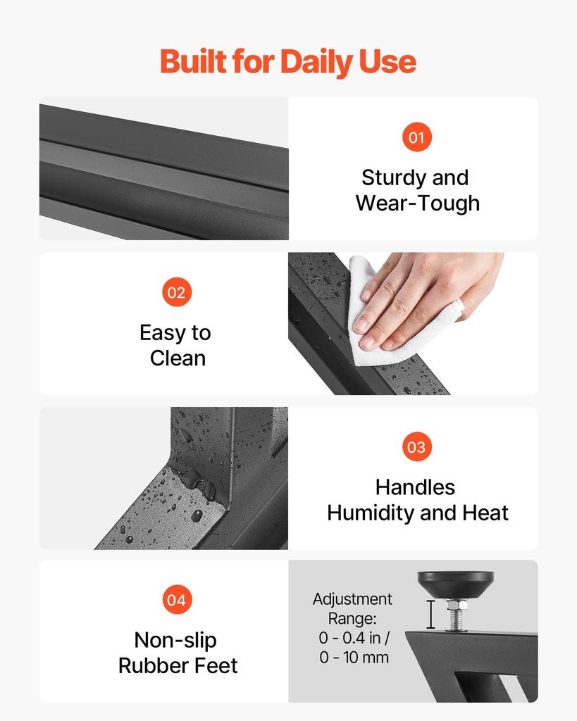 Table Legs, 740 X 610 Mm (H X W) Steel Furniture Legs, 1000 Kg Max Load Heavy Duty, Easy Installation, Stable for Home Office Desk DIY, Coffee Dinner