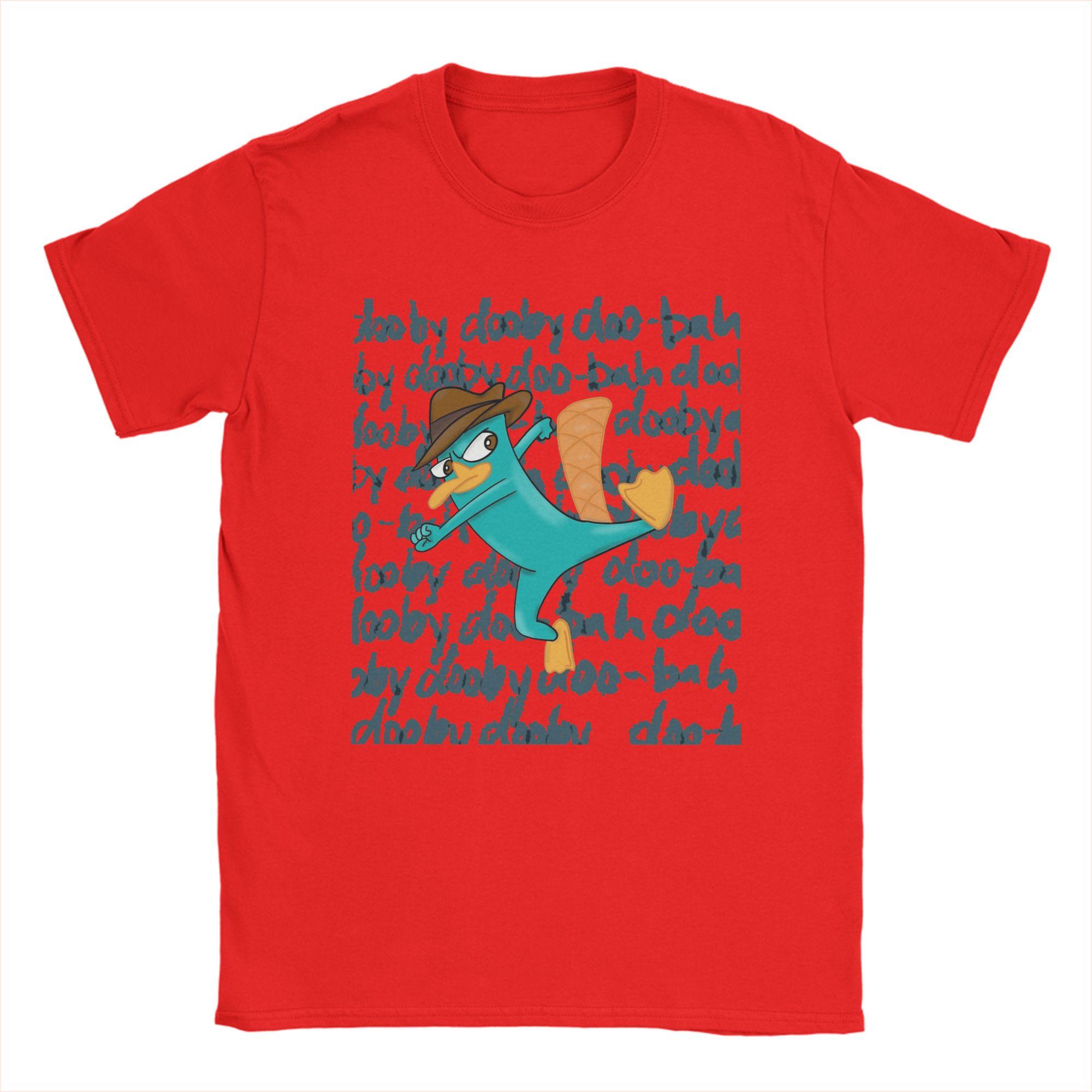 Perry the Platypus Cartoon Duck Unisexs T Shirts  Novelty Tees Short Sleeve O Neck TShirt Pure Cotton Printing Tops S
