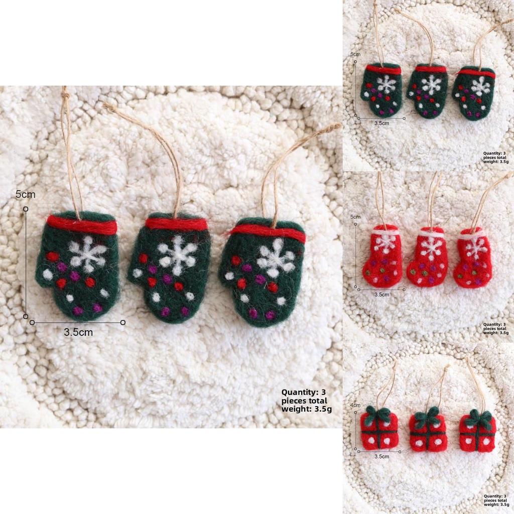 Christmas Tree Wool Felt Ornaments With Cartoon Design For Holiday Decor