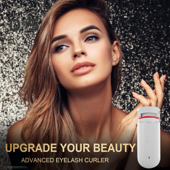 Heated Eyelash Curler Electric Eye Lash Curlers with Built-in Curved Comb Silicone Pad Rechargeable Quick Natural Curling Professional Eyelash