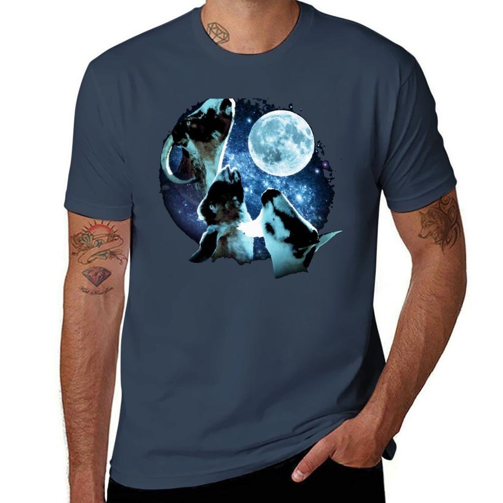 T-shirt Trois Chèvres Lune T-shirt Confort Basique pour Homme
