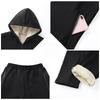 Large Size 5XL Men's Stretch Cold Proof Sportswear Set Top Hooded Sportswear Loose Warm Solid Color 1 Set Of Clothes