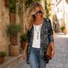 Women's Halloween Print 3/4 Sleeve Lightweight Loose Fit Cardigan for Casual Wear