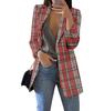 New Fashionable Women Casual Slim Fit Lapel Plaid Cardigan Suit Jacket