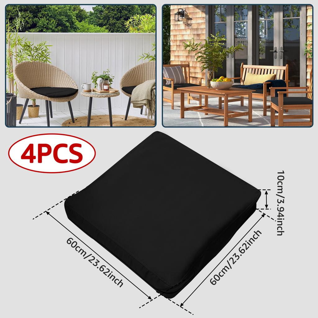 4 szt. Pokrowce na siedziska krzeseł tarasowych 60x60x10cm Zewnętrzne pokrowce na poduszki z zamkiem Błyskawicznym Pyłoszczelne Wodoodporne Pokrowce na poduszki siedzisk tarasowych