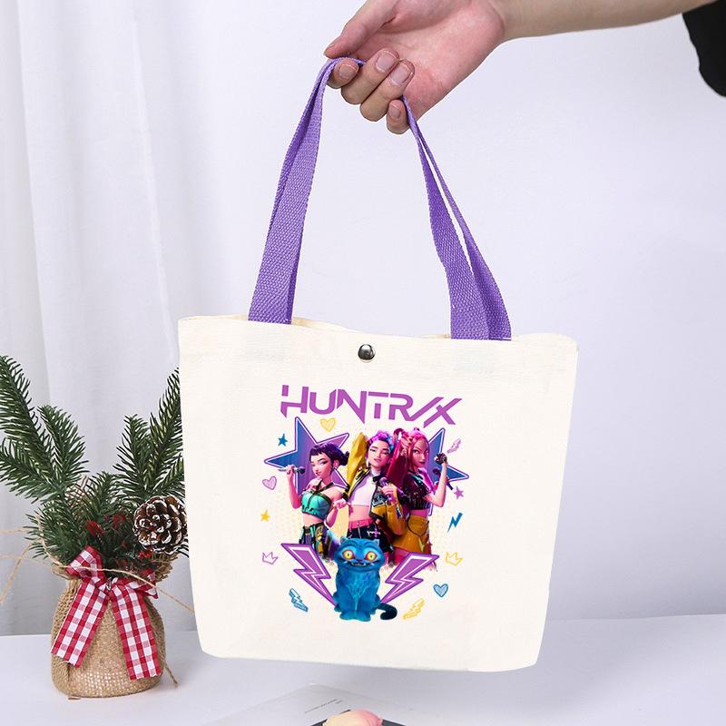K-Pop Animation Cartoon Printing High Value Fashion Simple Canvas Bag Going Out Portable Shopping Bag Handbag