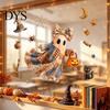 Living Room Wall Art Halloween Ghost Swing Static Window Decals, Waterproof Peel and Stick Reusable Home Film Stickers, Removable Glass Decor