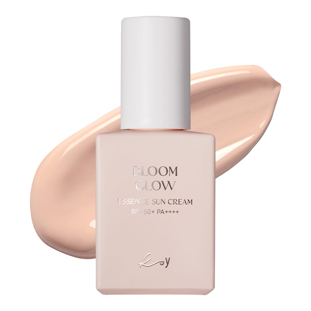 KOY Bloom Glow Essence Sun Cream 30ml SPF50+ PA++++ Tone-up, glowing finish, hybrid UV protection formula, rose beige color, 10 types of hyaluronic