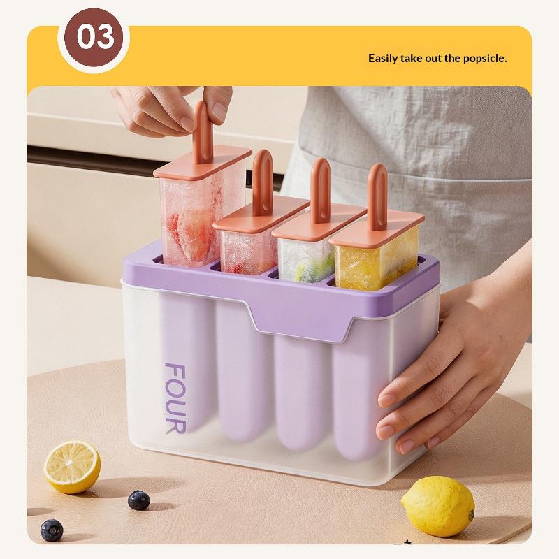 Popsicle/Sorbet Mold Food Grade Household Popsicle Making Ice Box Abrasive Tools With Lid Homemade Ice Cream Artifact