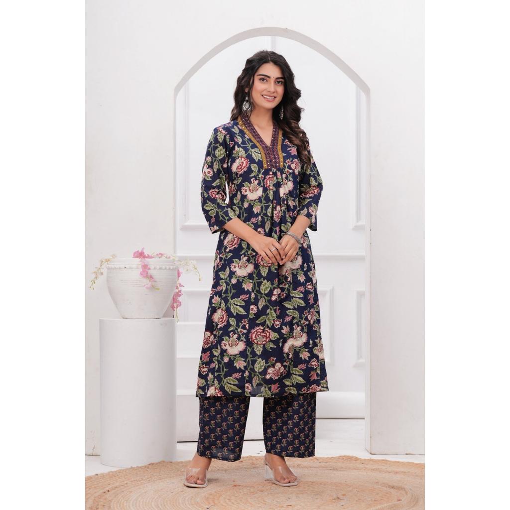 Women Designer Cotton Top Tunic Kurti Set Indian Bollywood Party Salwar Suit SC-2298