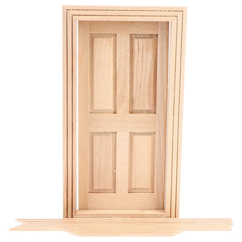 1/12 Dollhouse Miniature Diy Wood External Single Door Unpainted Accessories