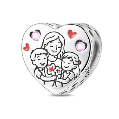 Charms Bead Copper Happy Family Love Dangle Pendant Fit Bangle Bracelet Necklace Diy Jewelry