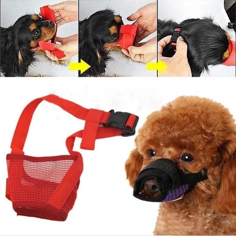 Pet Dog Adjustable Mask Bark Bite Mesh Mouth Muzzle Grooming Anti Stop Chewing