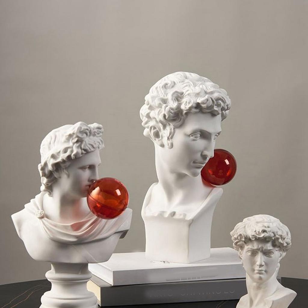 Handcrafts Resins Bubble Blowing Sculpture Funny Greek Mythology Bust Figurine Desk Ornament for Collectors Home Decors
