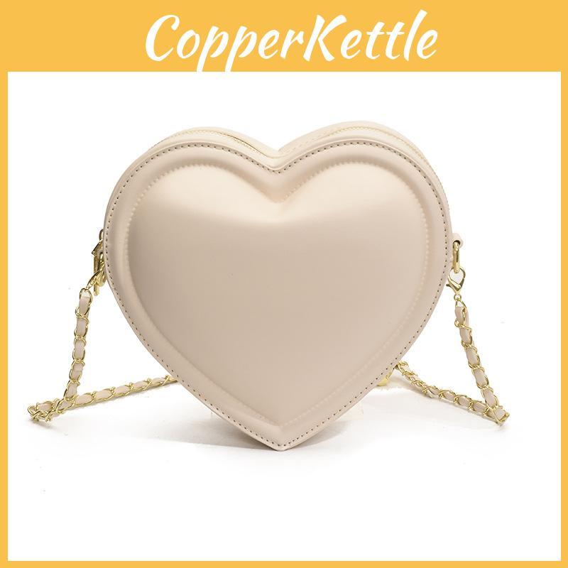 Simple Color Solid Heart Shaped Women Casual Shoulder Chain Bag For Use Daily