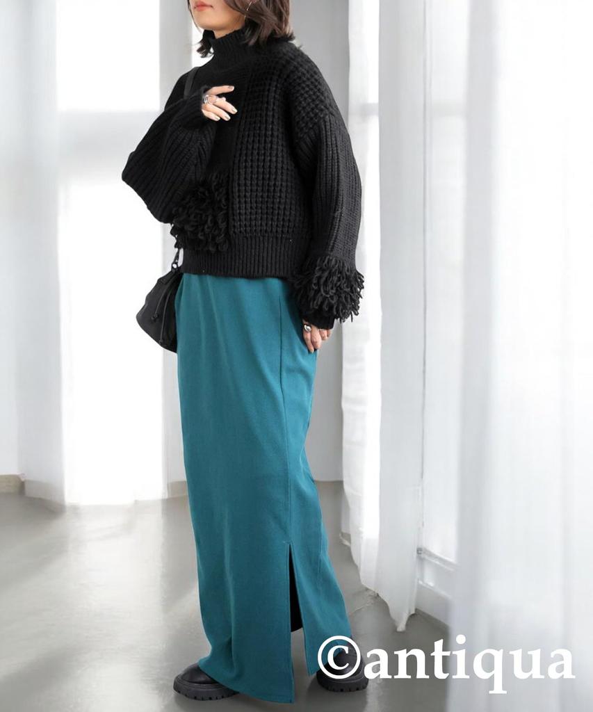 Antiqua Fringe Knit Long One Size Black Women's Top, Sleeve, ESA-00183, 05,