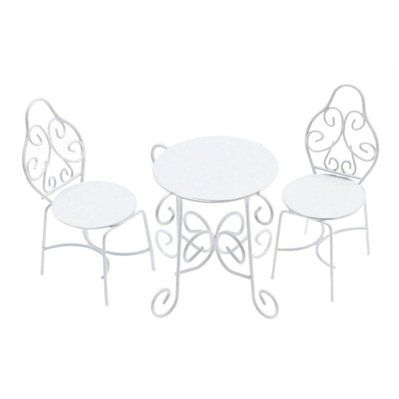 

Dollhouses Miniature Sturdy Metal Set Table and Chairs Toy Set Garden Supplies Home Accessories 1/6 1/12 Scale Model 1