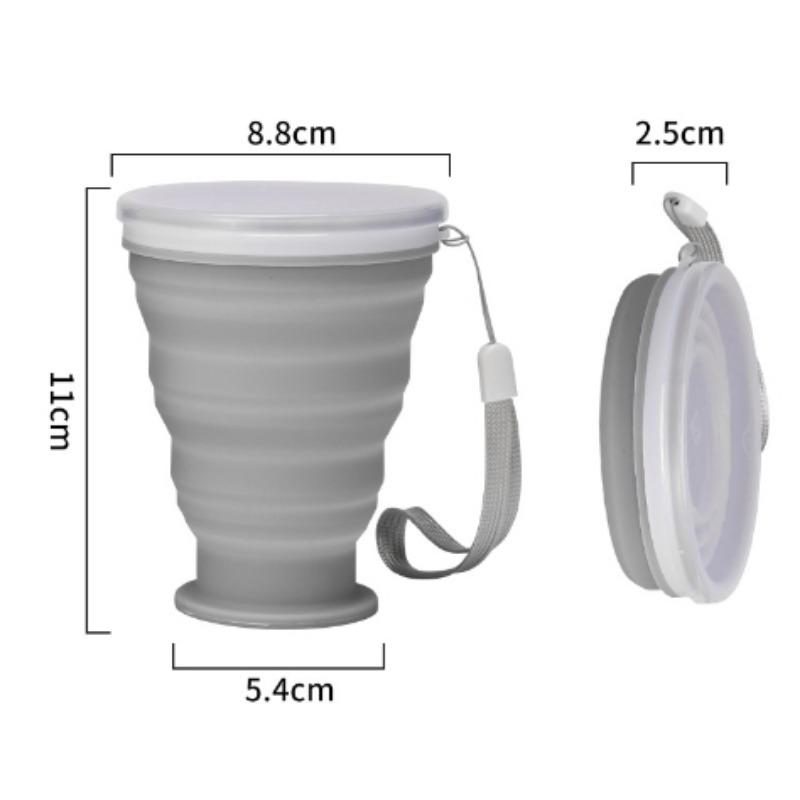300ml Silicone Folding Mug - Leakproof Portable Travel Cup w/Carabiner for Camping/Sports/Coffee, Collapsible Tea Water Bottle