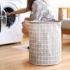 Household Dirty Clothes Basket Large Capacity Collapsible Plaid Fabric Toy Storage Bucket Storage Dirty Clothes Basket