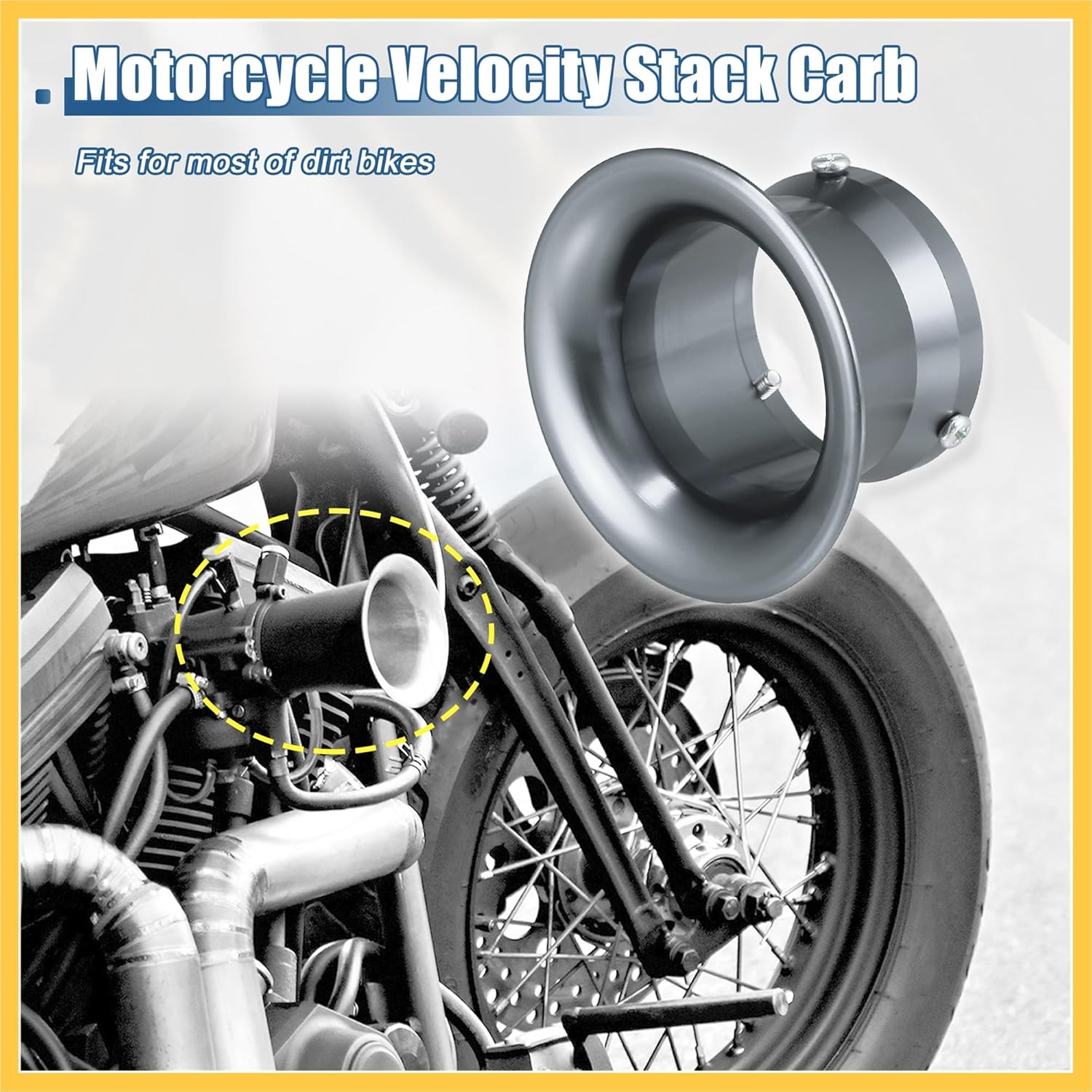 

50mm 1.97 Velocity Stack Motorcycle Carburetor Air Filters Carb Funnel Trumpet Air Cleaner Intake Wind Horn Cup for Honda for Kawasaki Titanium Tone