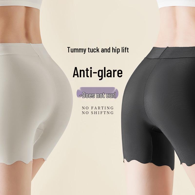 Ice Silk Seamless High Waist Tummy Control Women's Breathable Plus Size Safety Underlayer Pants