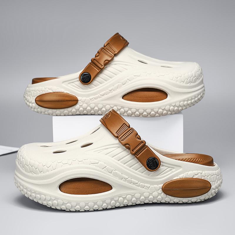 New Summertime Mens Slide Shoes Eva Hole Mens Mules Anti-Skid Slide Shoes Thick Soft Platform Slide Stylish Plush Comfort Mens Sandal Shoes Shoe