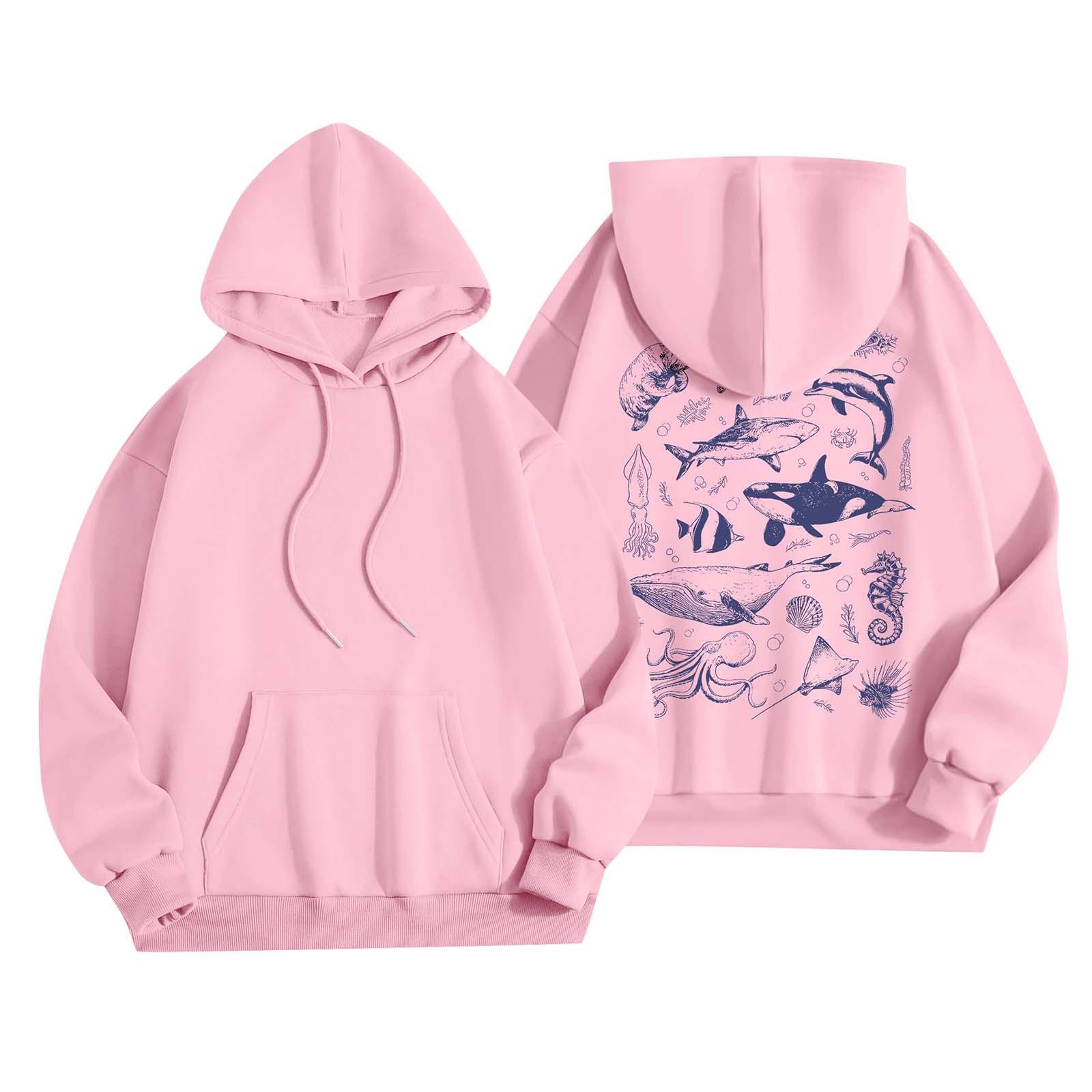 

Женская мода, женский легкий пуловер с длинными рукавами и карманами, толстовка с капюшоном в стиле консервативного стиля L розовый