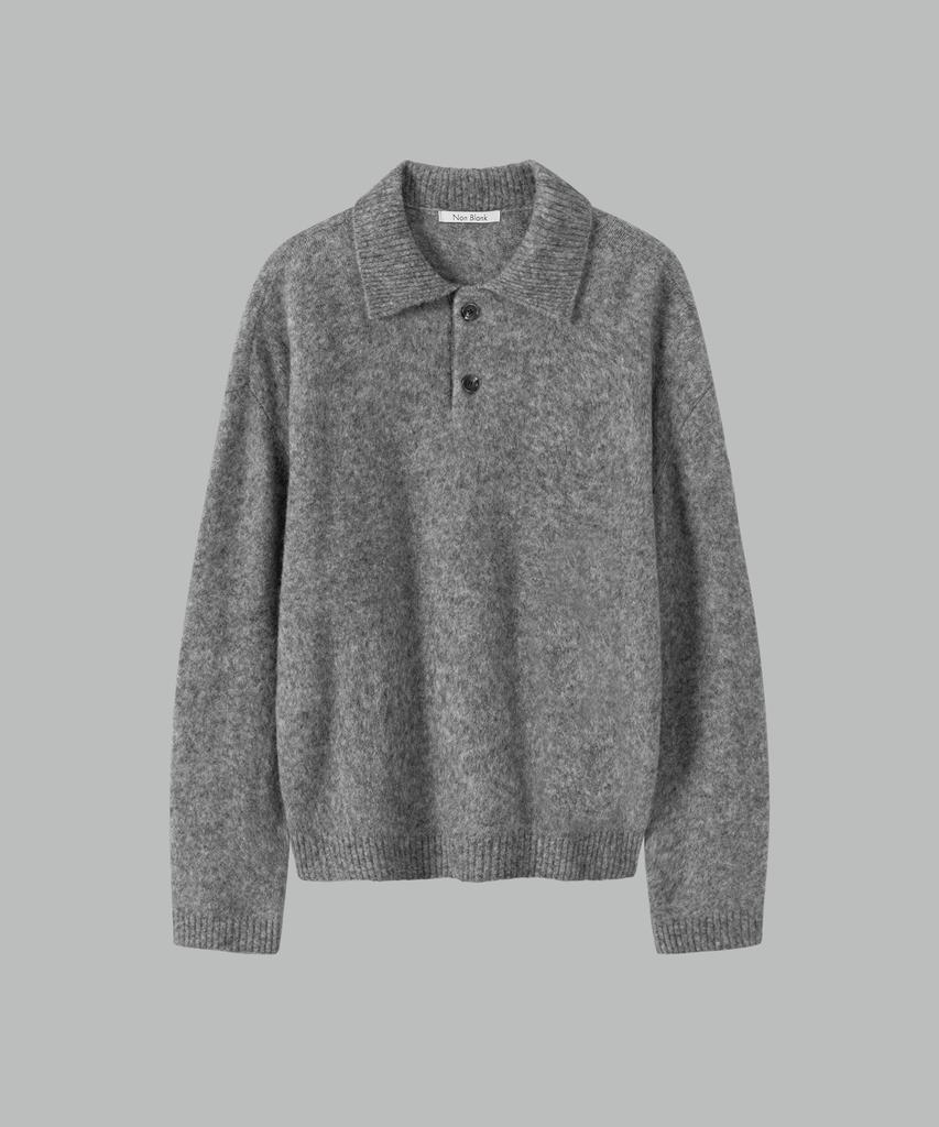NONBLANK Mohair Crop Collar Knit_Melange Grey