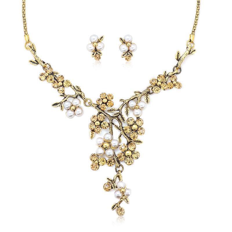 2022 Retro Branch Pearl Necklace & Ethnic Jewelry Set