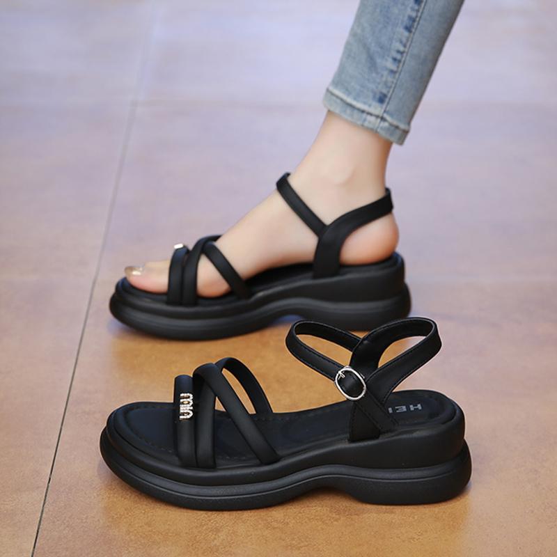 Mode CRLAYDK Damen Sandalen Mode Komfort Plateau Damen Verstellbarer Riemen Schuhe Sommer Spazieren Gehen Lässig Strand Schick Pantoletten