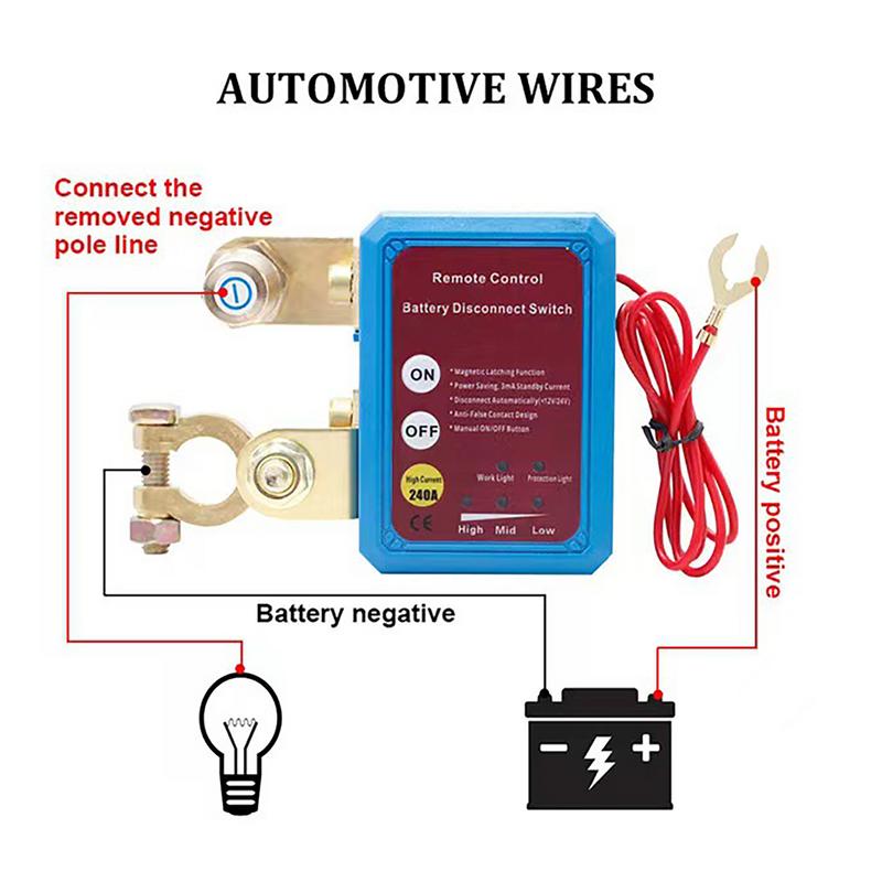 Automatické dálkové odpojení baterie Chránič svorek autobaterie 12V/24V odpojení autobaterie Příslušenství vozidla