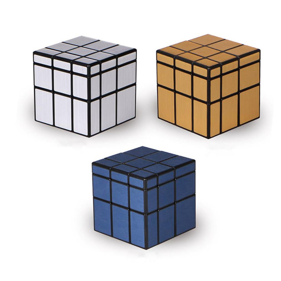 Qiyi 3X3X3 Mirror S Magic Cube Puzzle Speed Magico Cube Baby Kids Toys With Gold Silver Sticker Stickers