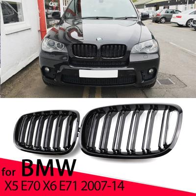 Nový vzhľad mriežka do auta predná ľadvinka lesklá 2 riadková dvojitá lamela pre BMW X5 E70 2007-2013 X6 E71 E72 2008-2014 auto