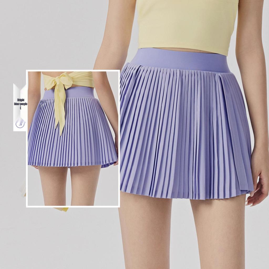 Women's High-Waisted Sports Skirt with Tennis Pocket, Accordion Pleats, Built-In Safety Shorts, and Anti-Exposure Design