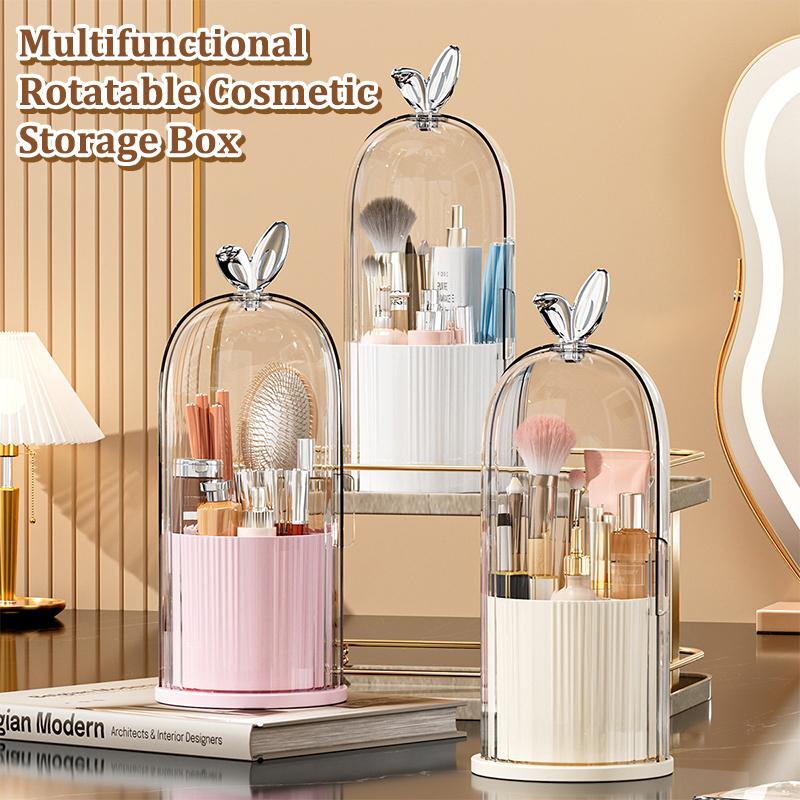 360° Rotating Makeup Brush Holder Cosmetic, Lipstick, Eyebrow Pencil, Eye Shadow Organizer With Clear Lid Dustproof, Waterproof