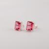 Gema de Turmalina Rosa Plata de Ley 925 Joyería Hecha a Mano Pendientes de Presión 0.4" Para Mujer EE-179-10