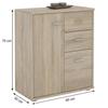REMY Sideboard, Chest of Drawers Storage Unit with 2 Drawers and 2 Doors, In Melamine with Sonoma Oak Decor