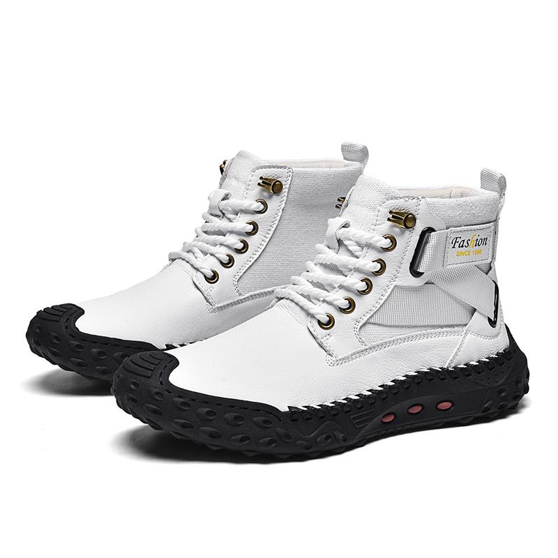 

Ручна прошивка Шкіряні Чоловічі Чоботи Спілкова Шкіра Повсякденне Шкіряне Взуття Чоловічі Черевики до Щиколотки 39 білий