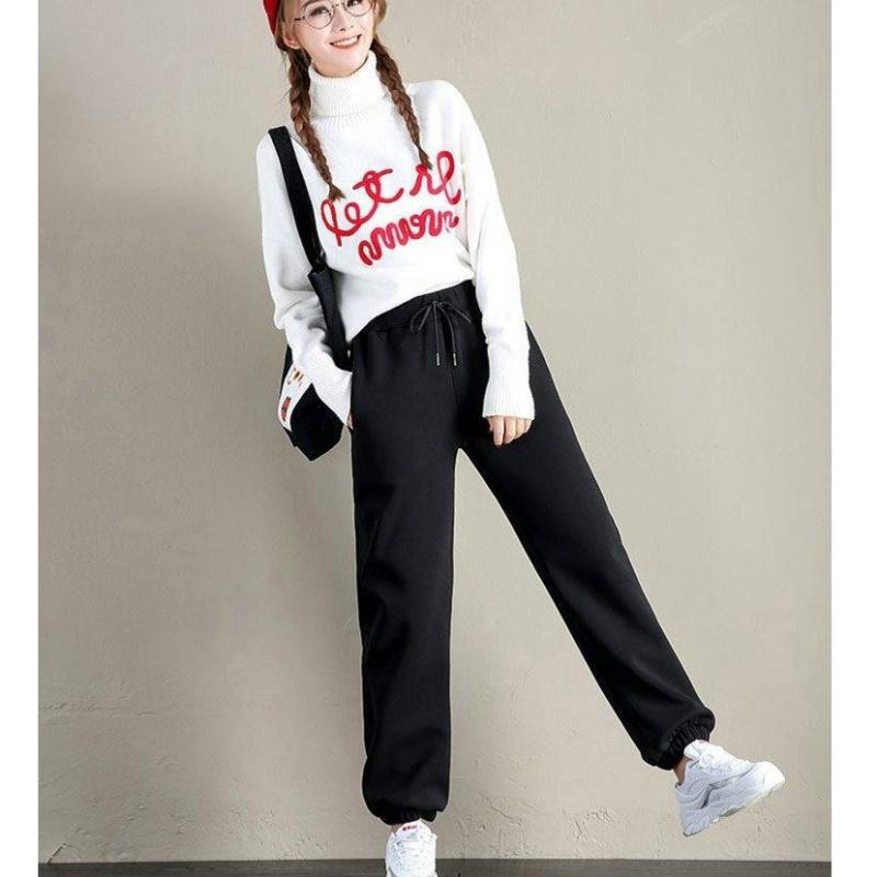 Winter Plus Velvet Sweatpants Women's Wide-leg Loose Large Size Fat Legs Warm and Thick Lamb Fleece Bloomers Outer Wear Guard Pants
