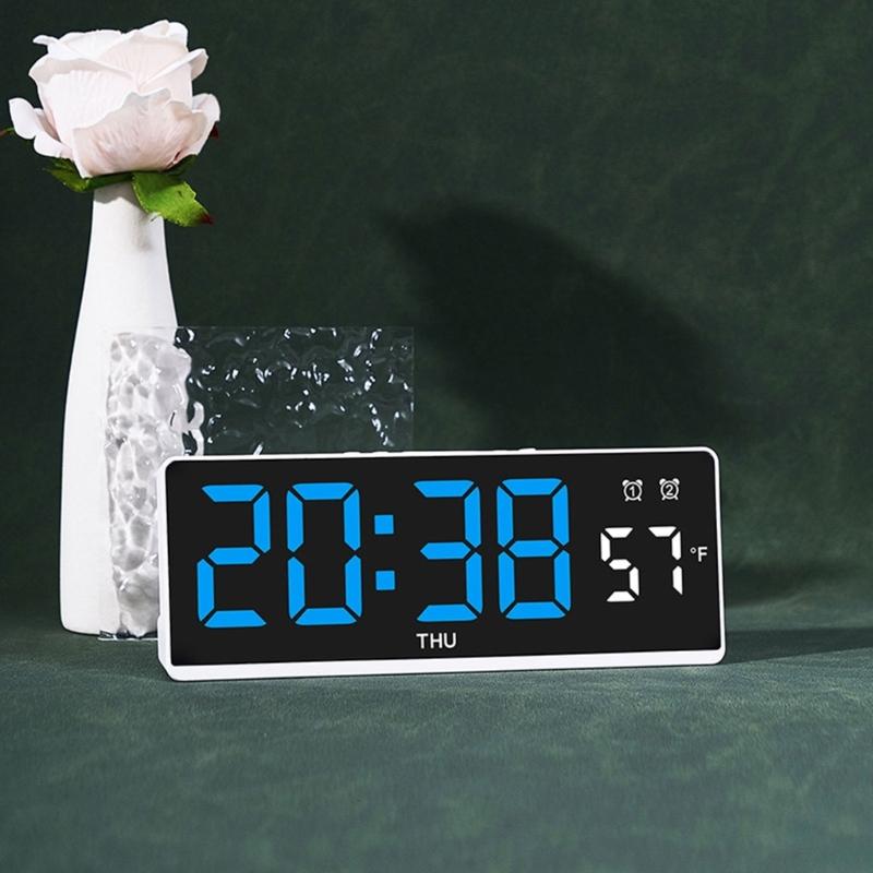 LED Digital Alarm Clock Wall Clock with Timer Date Temperature Display Bed Side Clock for Student,Office,Travel Use