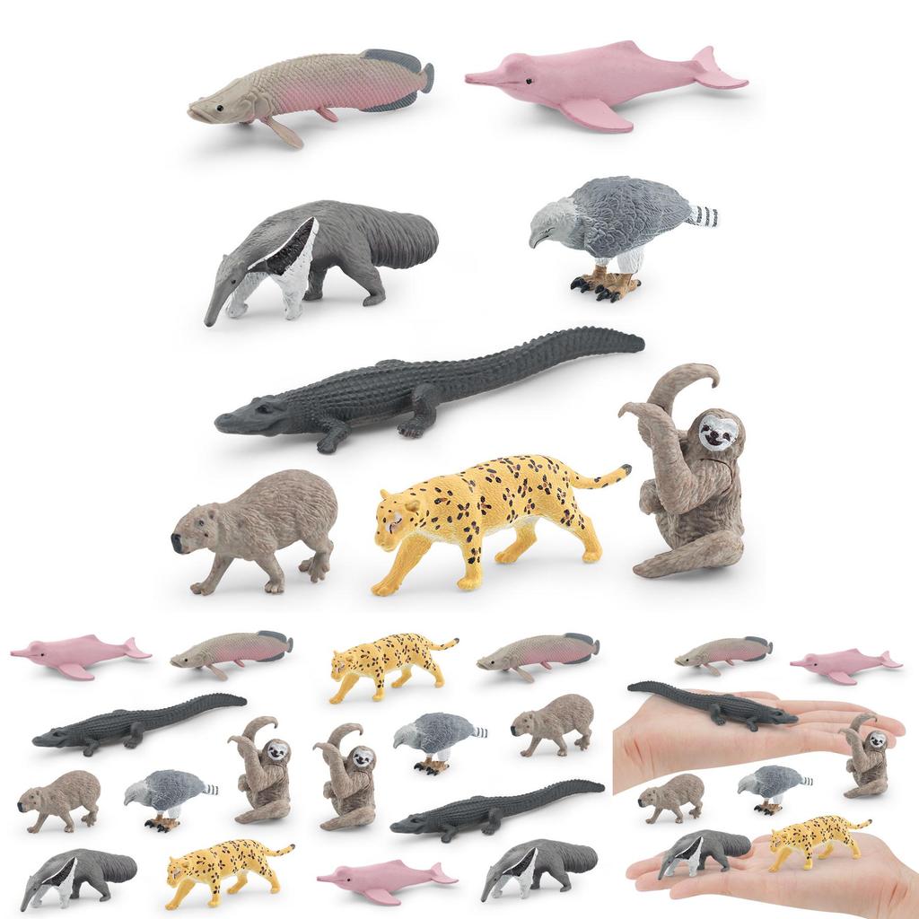 Set di Modelli di Animali Sudamericani Coccodrillo Delfino Decorazione in Plastica Per Appassionati di Natura