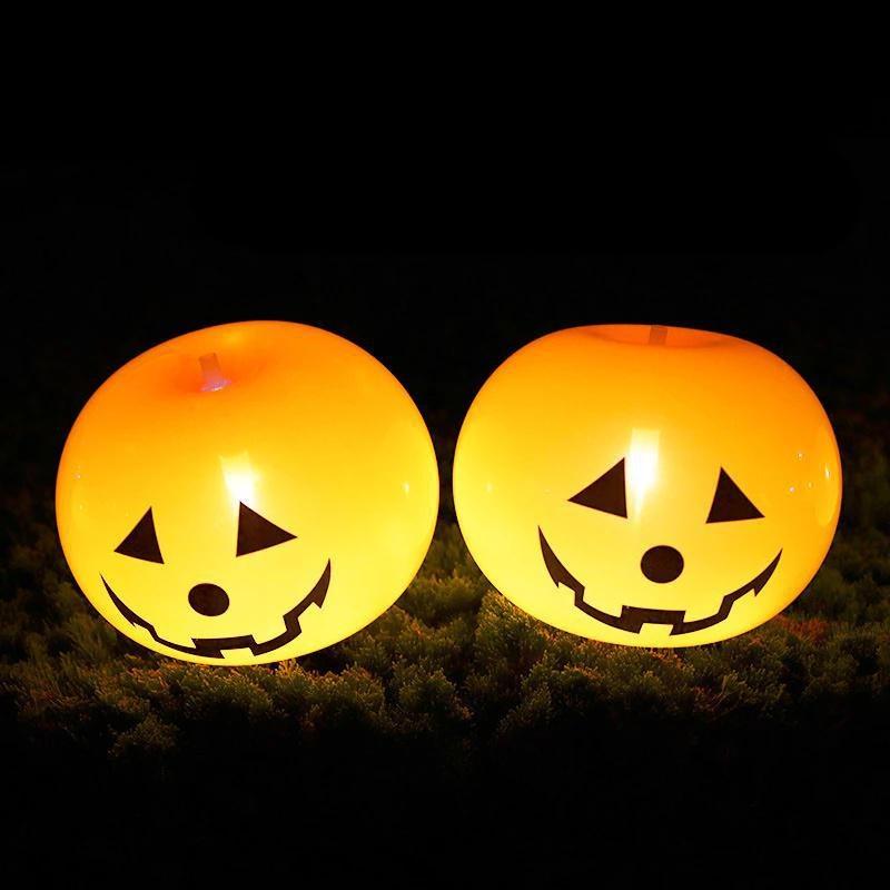 5Pcs Led Light Up Balloon Latex Pumpkin Balloons Halloween Party Decorations for Home Halloween Pumpkin Decor Outdoor Indoor