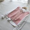 Bi Zheng 2025 Spring Korean Peter Pan Collar Lace Shirt & Knitted Vest 2-Piece Set for Women