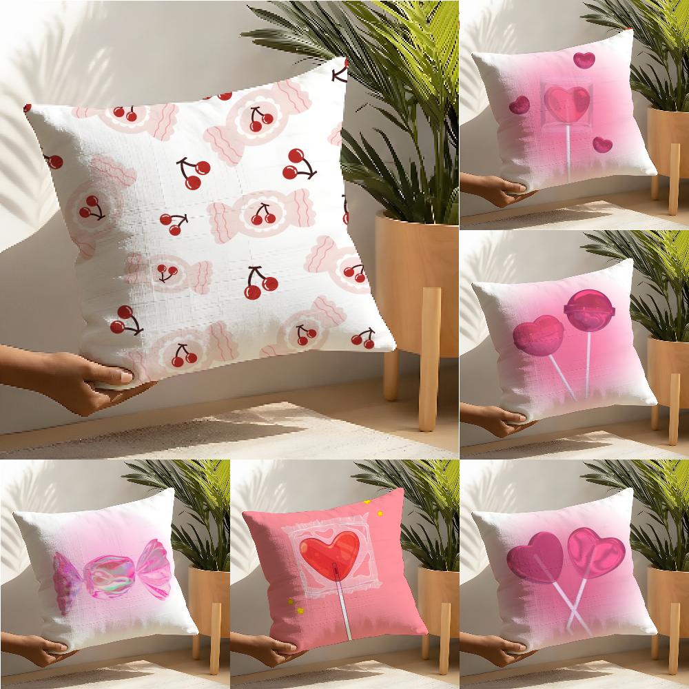 Sweet Pink Candy Pillow Case Home Living Room Decoration Linen Pillow Cases Cushion Cover