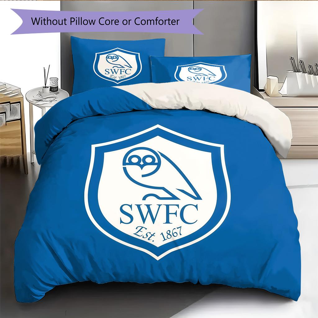 Sheffield Wednesday F.C Pattern Bedding Quilt Set Home Decoration Gift (1 * Duvet Cover + 2 * Pillowcase Without Core)
