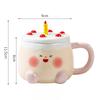 High looking Cake Ceramic Cup for Girls Cute Cartoon Home Set of Mug with Lid Coffee Cup Gift Box