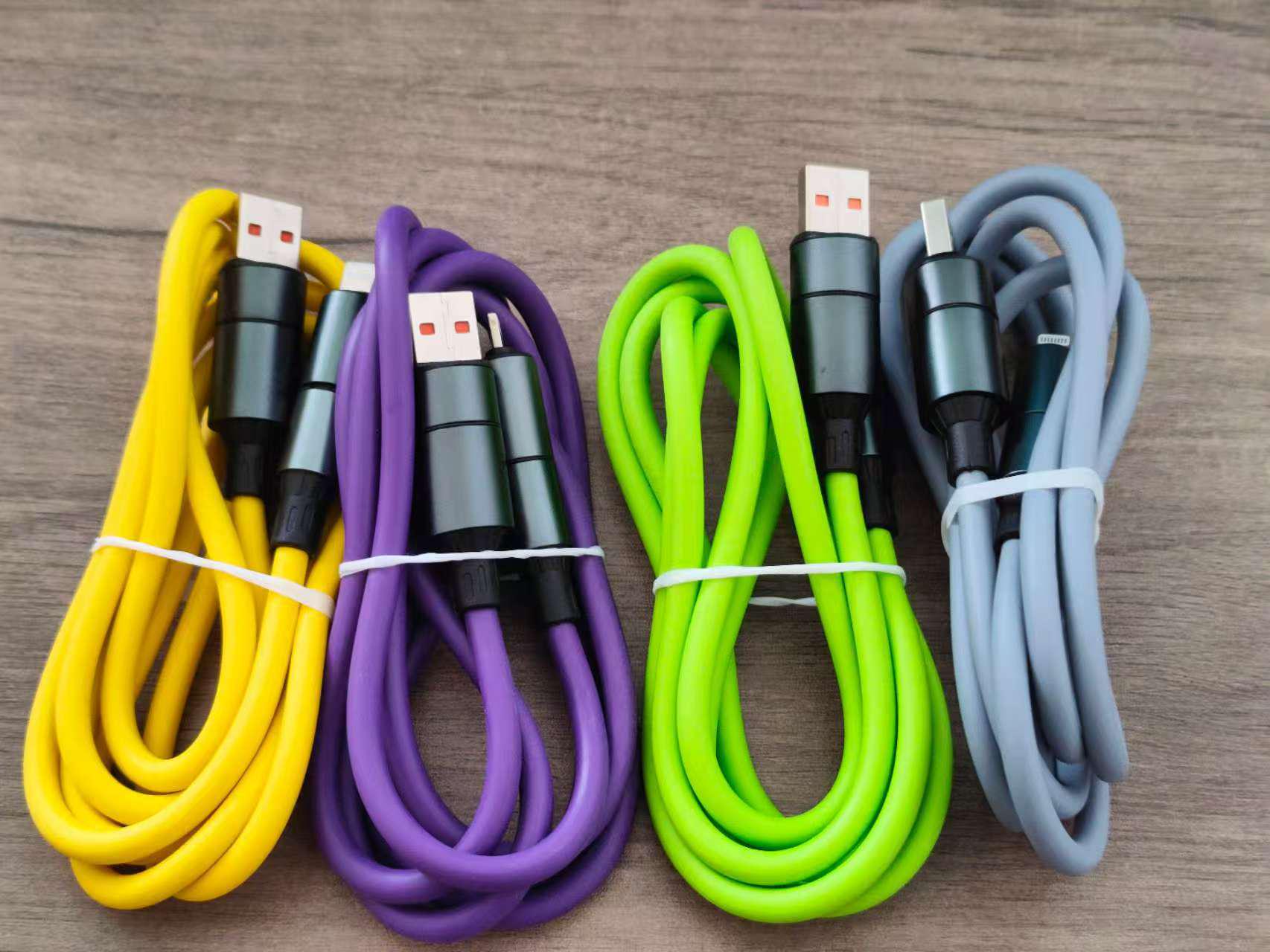 

High-Speed Silicone Multi-Function TYPE-C Charging Cable for Apple & Huawei Devices Yellow